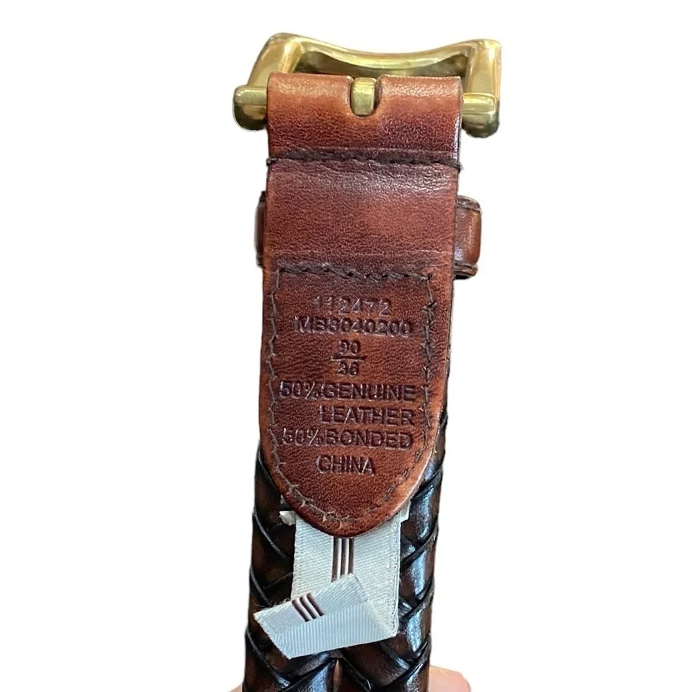 Fossil Men’s Brown Braided Belt Gold Buckle Size 36